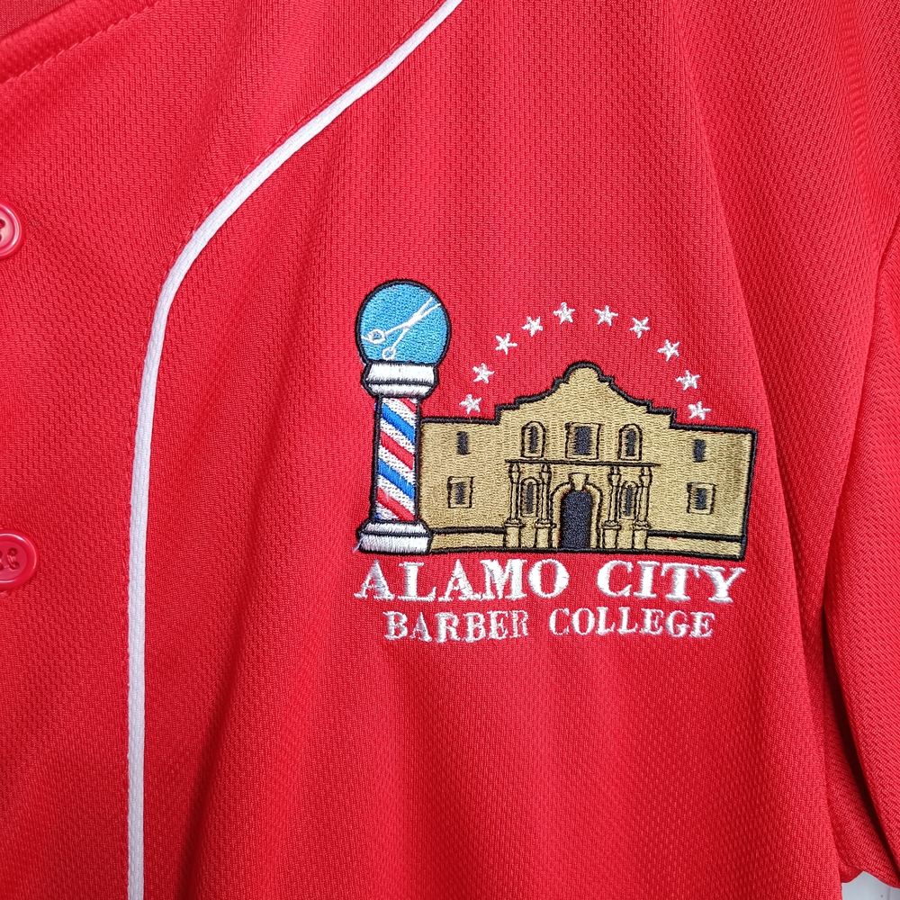 San Antonio Texas Alamo City Barber Colleg Baseball XL Jersey Casual Hipster Dad